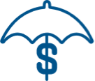 Umbrella with dollar sign icon